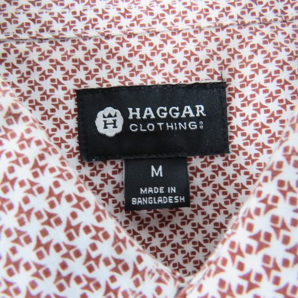 Haggar Clothing Red and White Button Up Shirt Medium Preppy - Picture 3 of 5